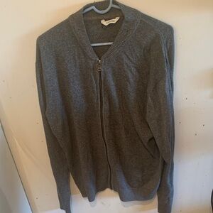 Handsome Calvin Klein Charcoal Zip-Up Soft Cotton Sweater SZ XL